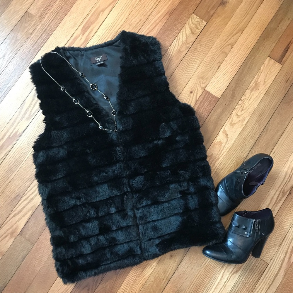 Black Faux Fur Vest